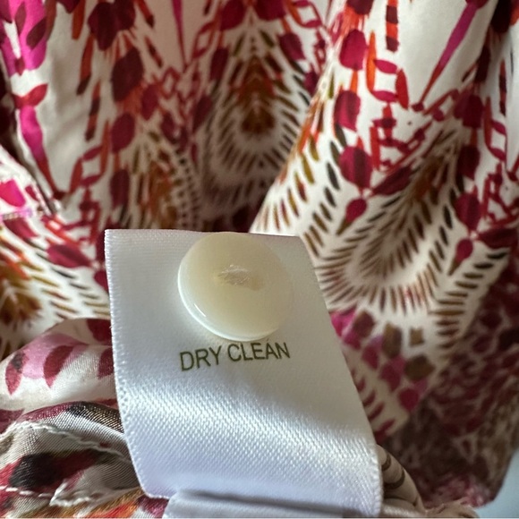 Garnet Hill 100% Silk Floral Green and Orange Ikat Women's Top Size 16 - Picture 4 of 13